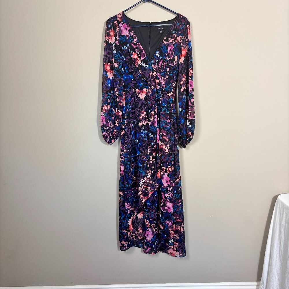GUESS Multicolor Floral Long-Sleeve Wrap Dress - Size 6